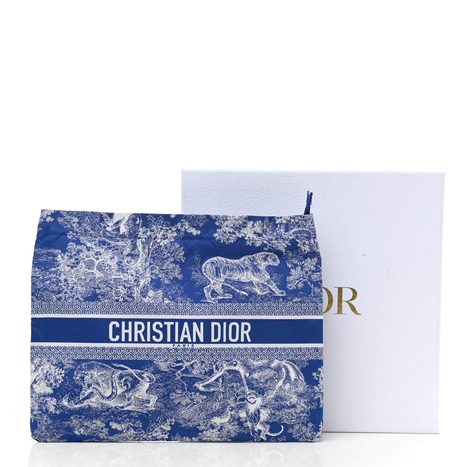 Christian Dior Embroidered Toile De Jouy Diortravel Zipped Pouch Blue 9 of 9