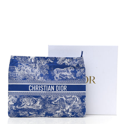 Christian Dior Embroidered Toile De Jouy Diortravel Zipped Pouch Blue 9 of 9