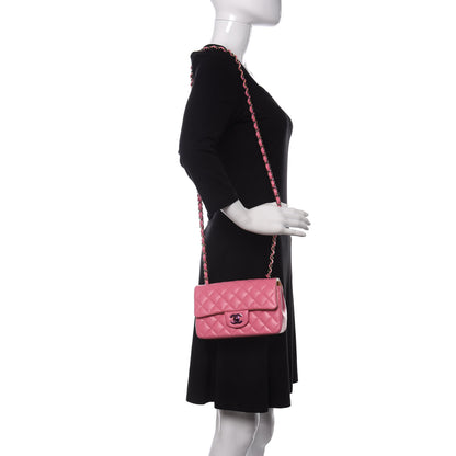 Chanel Lambskin Quilted Mini Rectangular Flap Pink Yellow 2 of 11