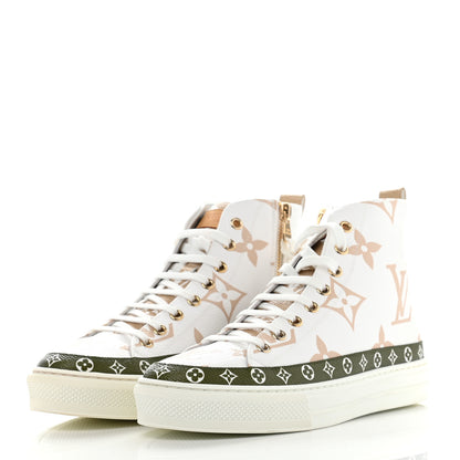 Louis Vuitton Monogram Giant Stellar Sneaker Boots 37.5 Kaki White Beige 3 of 10