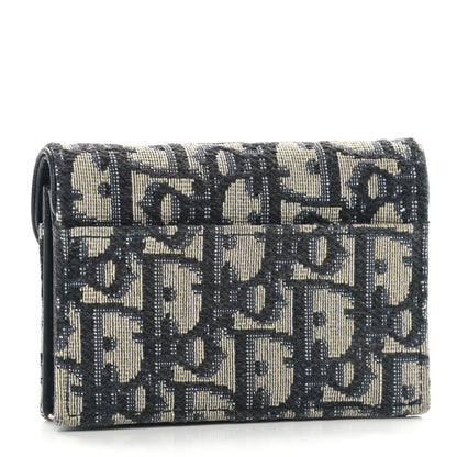 Christian Dior Oblique Saddle Card Holder Blue 2 of 6