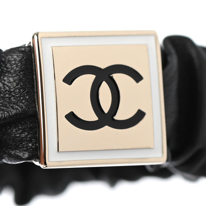 Chanel Lambskin Metal Enamel CC Hair Tie Black Gold 4 of 4