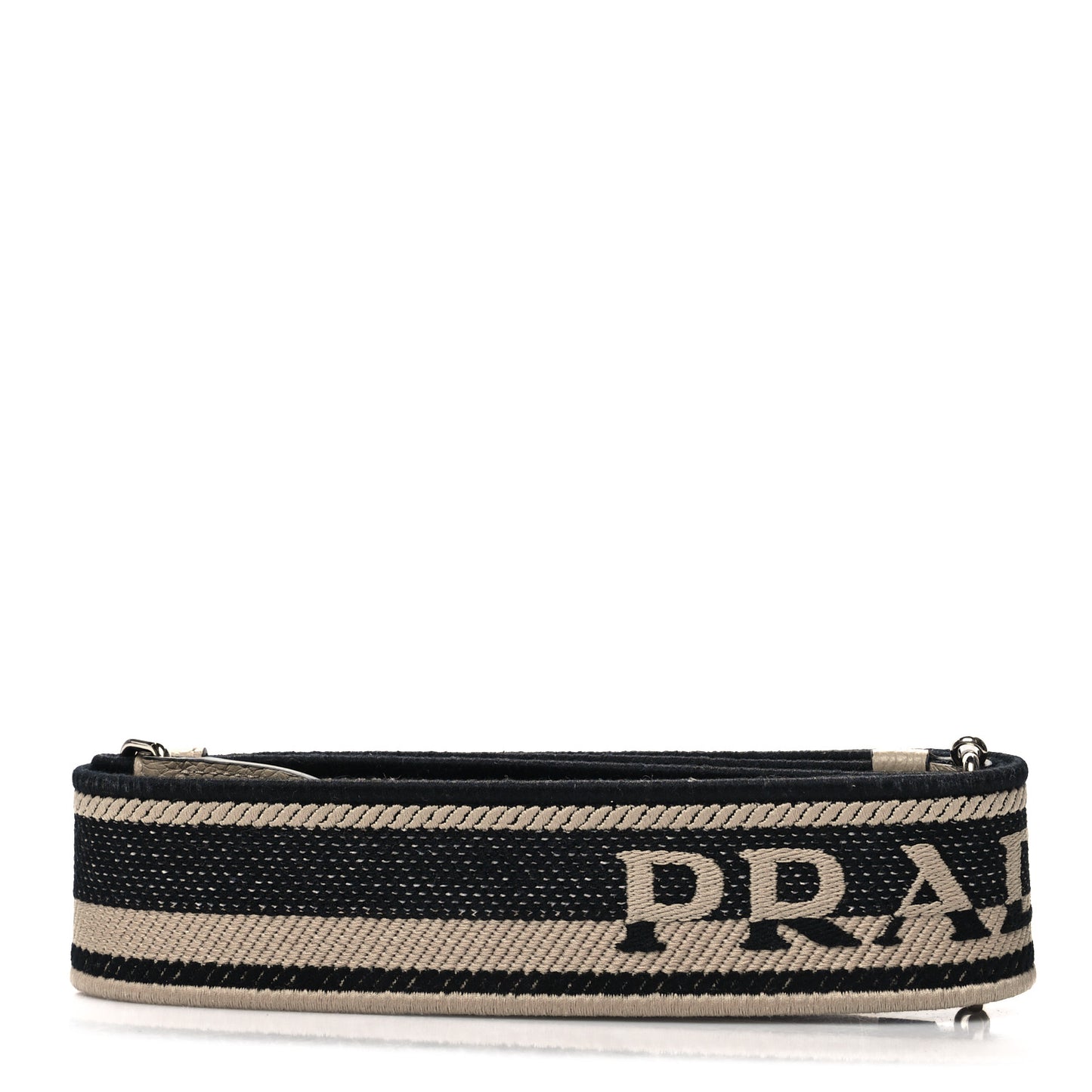 Canvas Calfskin Logo Shoulder Strap Black Beige