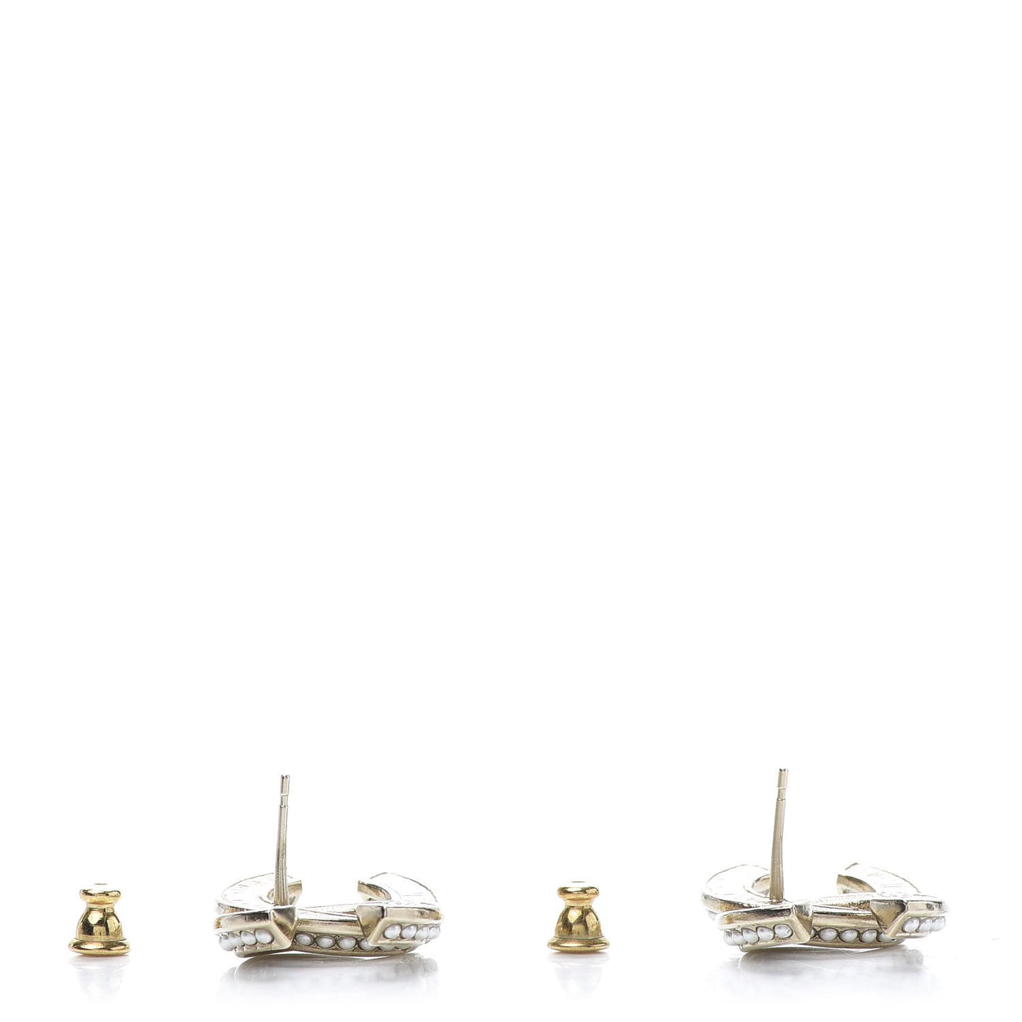 Crystal Pearl Chain Mania CC Earrings Gold