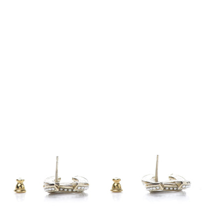 Chanel Crystal Pearl Chain Mania CC Earrings Gold 3 of 5
