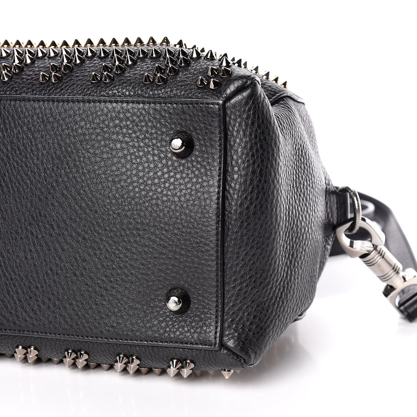 Calfskin Mix Chevron Spikes Small Panettone Bowling Bag Black