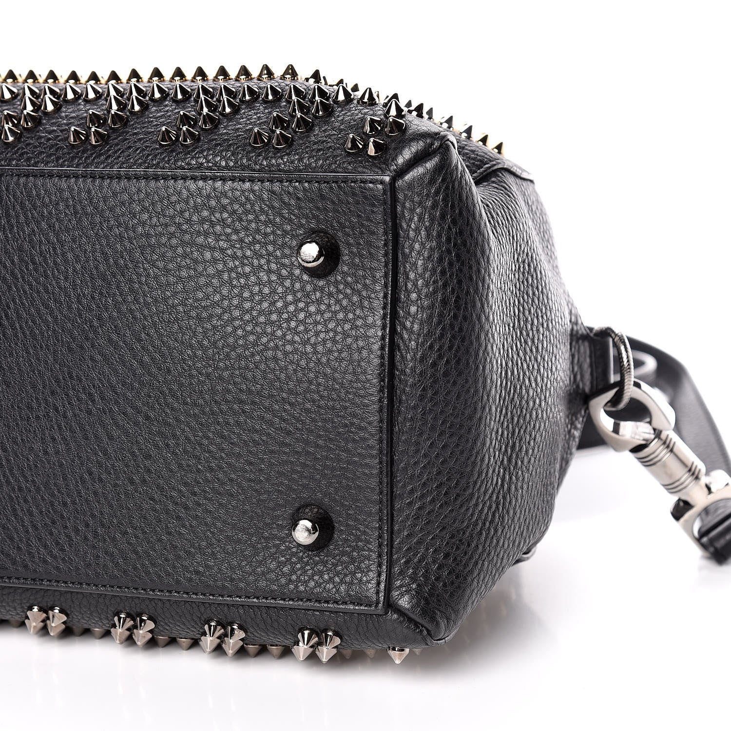 Christian Louboutin Calfskin Mix Chevron Spikes Small Panettone Bowling Bag Black 6 of 13