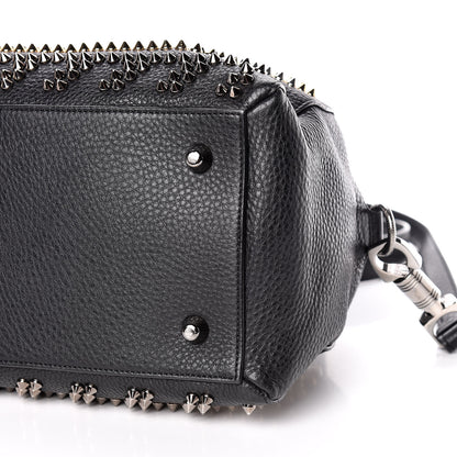 Christian Louboutin Calfskin Mix Chevron Spikes Small Panettone Bowling Bag Black 6 of 13