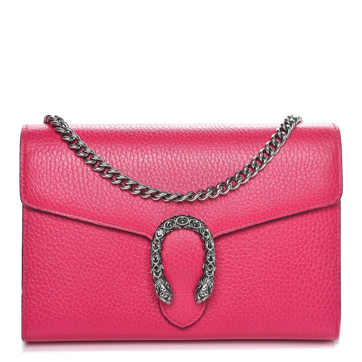 Dollar Calfskin Crystal Mini Dionysus Chain Wallet Box Pink