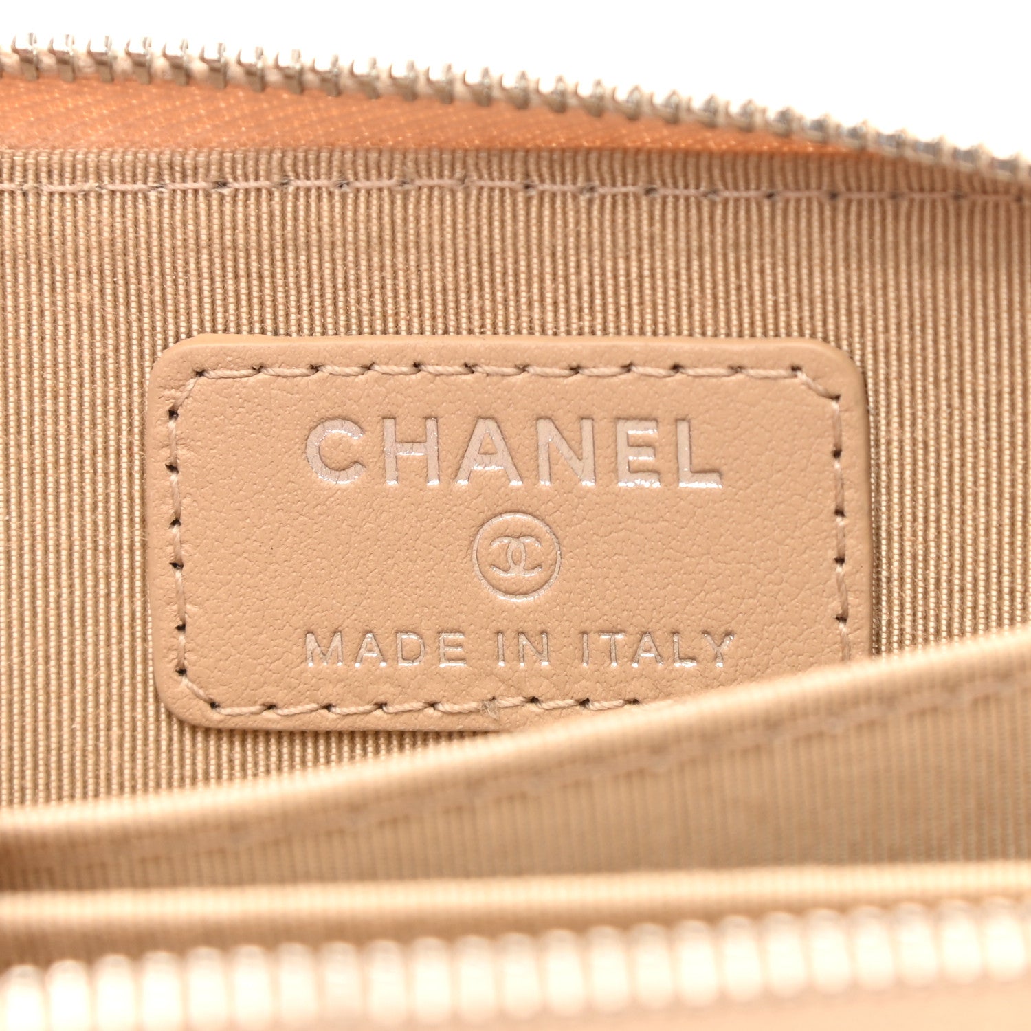 Chanel Caviar Quilted Zip Around Coin Purse Beige 6 of 8