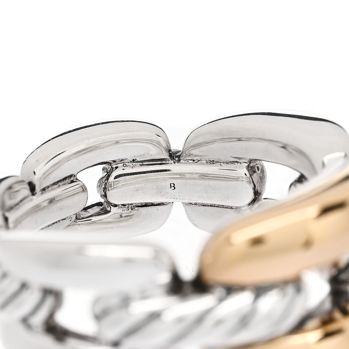 Sterling Silver 18K Yellow Gold 9.5mm Wellesley Chain Link Ring 54 7