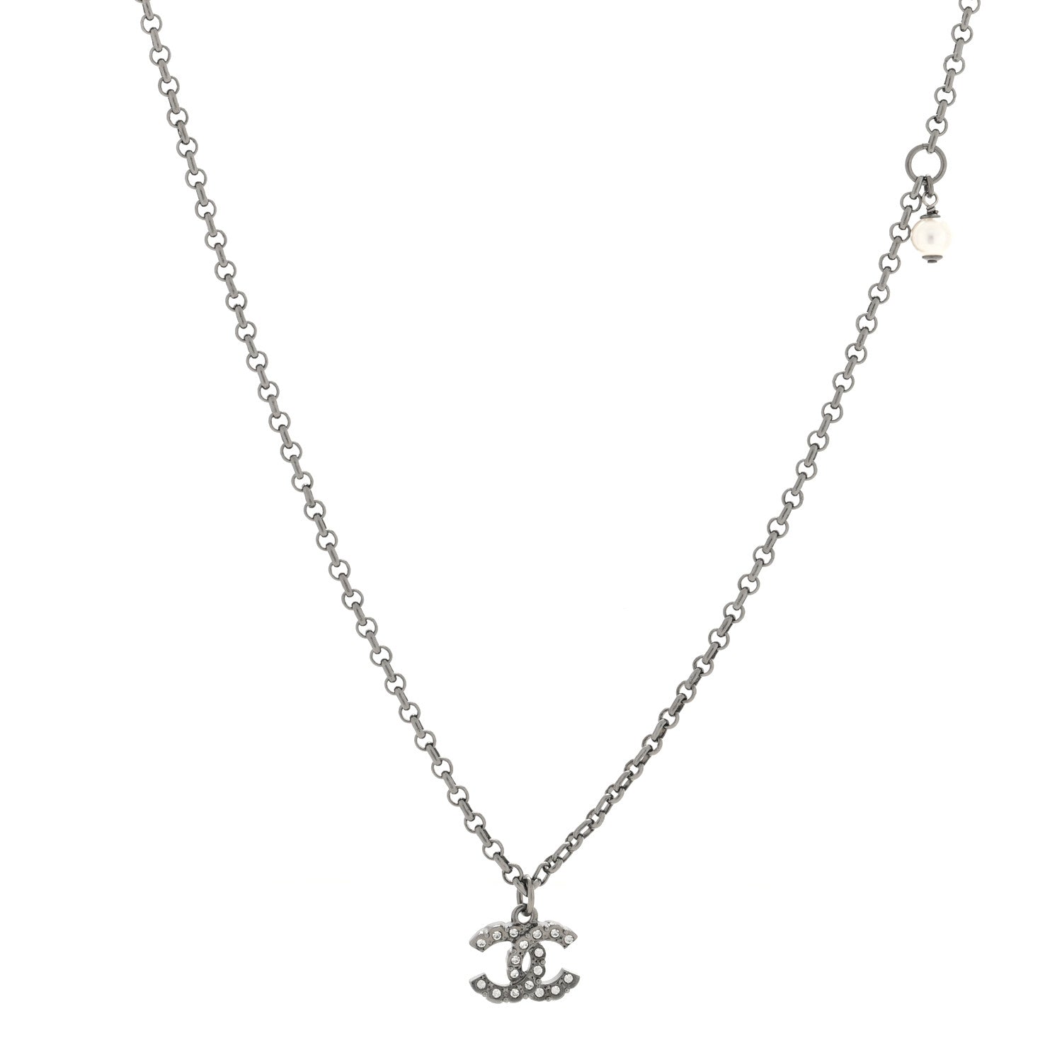Chanel Crystal CC Necklace Ruthenium 1 of 4