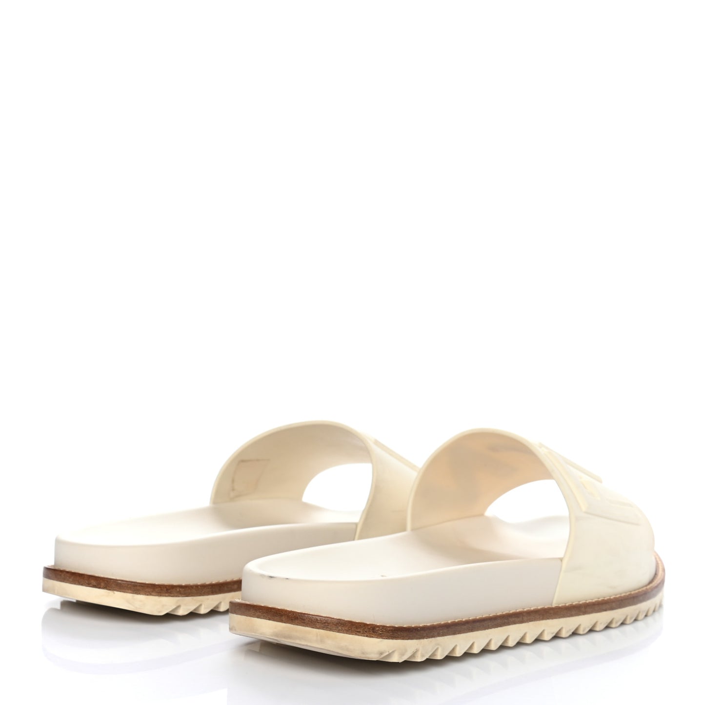 Rubber Raised Logo Slide Sandals 8 Panna