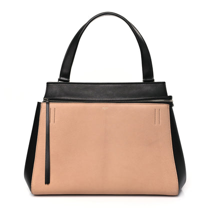 Celine Supple Calfskin Large Bi-Color Edge Shoulder Bag Beige 1 of 9