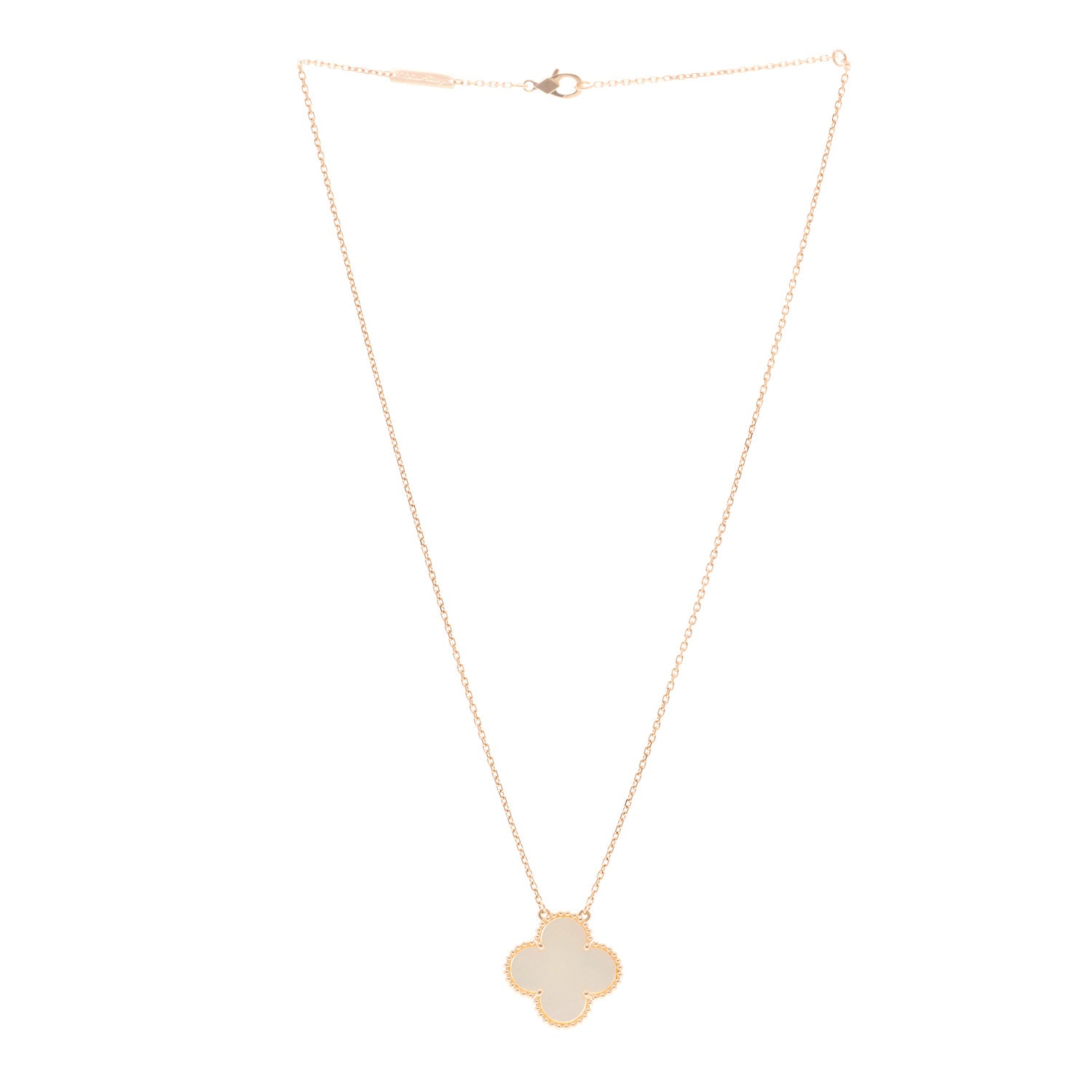 Van Cleef & Arpels 18K Rose Gold Mother of Pearl "Edition Ginza" Magic Alhambra Pendant Necklace 3 of 5