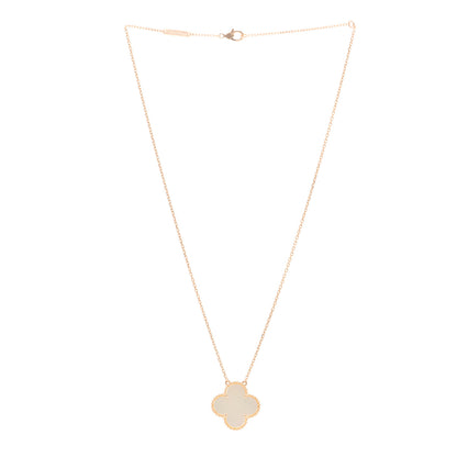 Van Cleef & Arpels 18K Rose Gold Mother of Pearl "Edition Ginza" Magic Alhambra Pendant Necklace 3 of 5