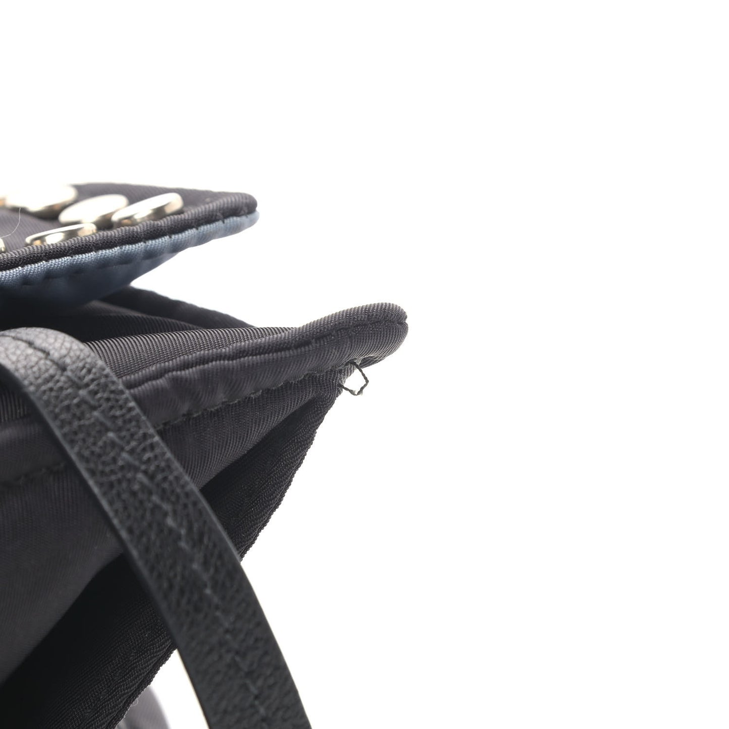 Tessuto Nylon Studded Etiquette Flap Black