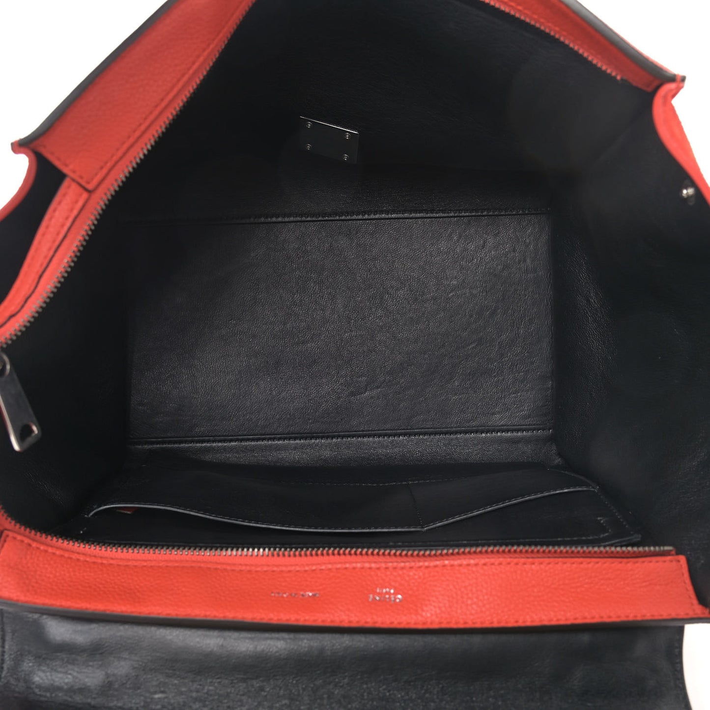 Drummed Calfskin Suede Medium Trapeze Vermillion