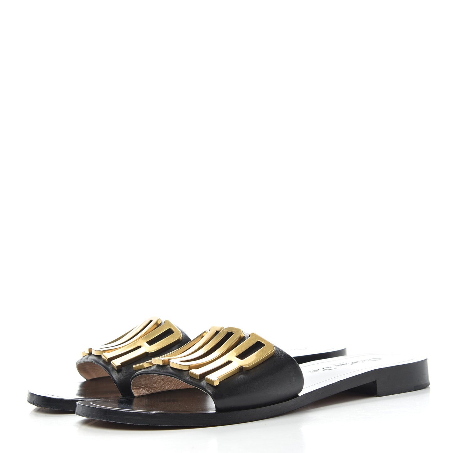 Calfskin Dio(r)evolution 10mm Slide Sandals 38 Black