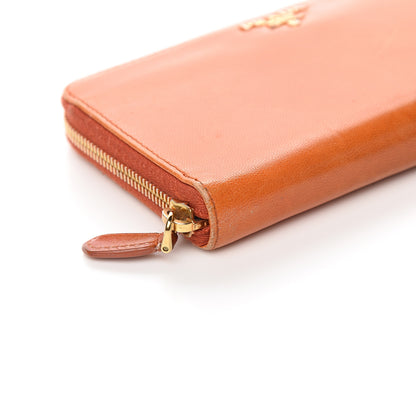 Prada Goatskin Chic Zip Around Wallet Papaya 9 of 14