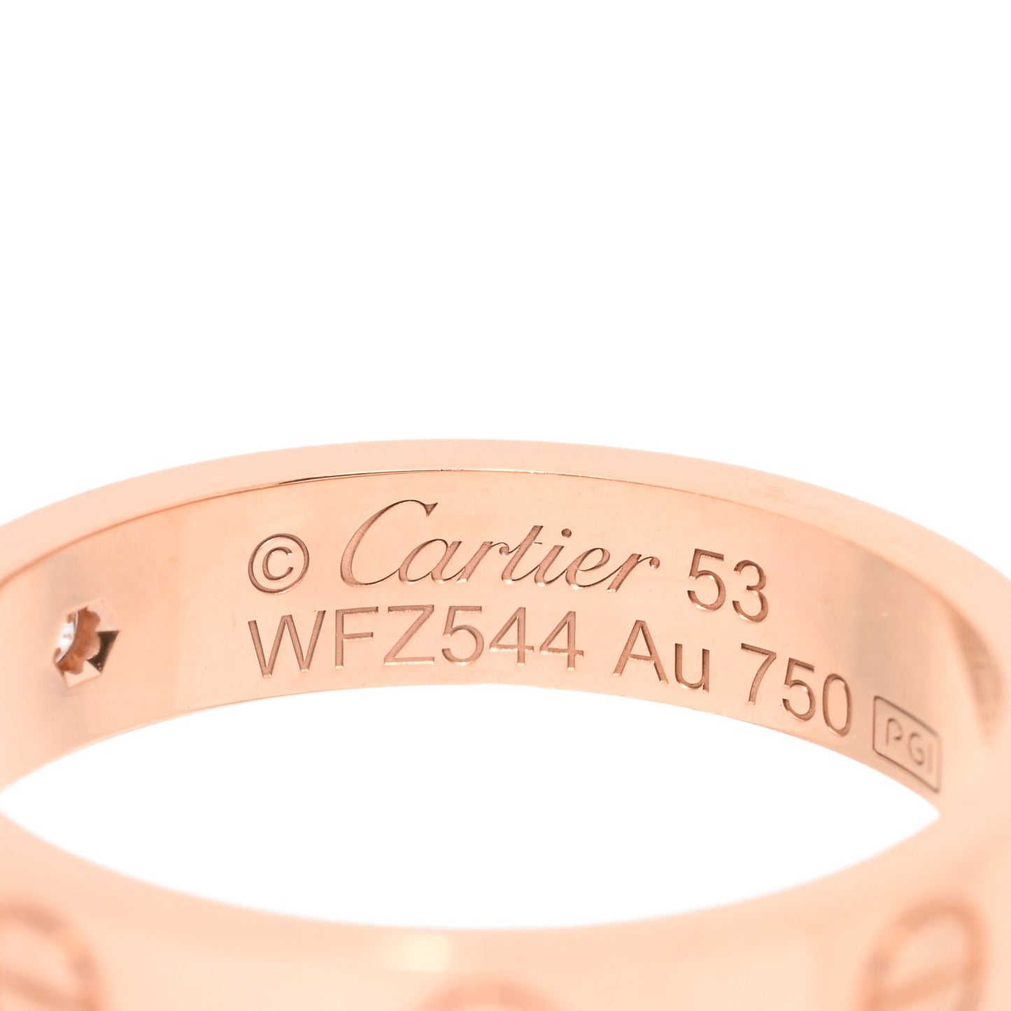 18K Pink Gold Diamond 4mm LOVE Wedding Band Ring 53 6.5