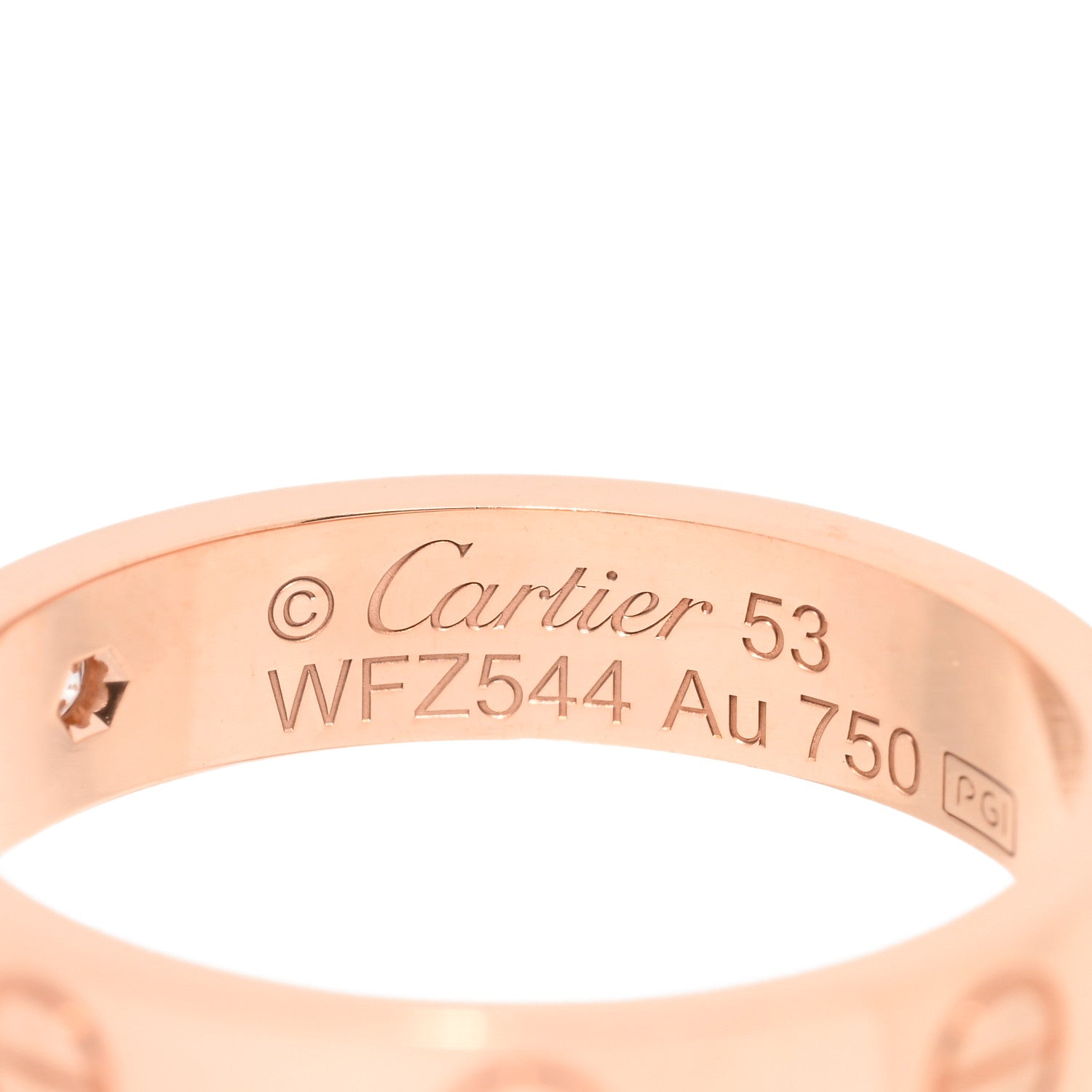 Cartier 18K Pink Gold Diamond 4mm LOVE Wedding Band Ring 53 6.5 4 of 4