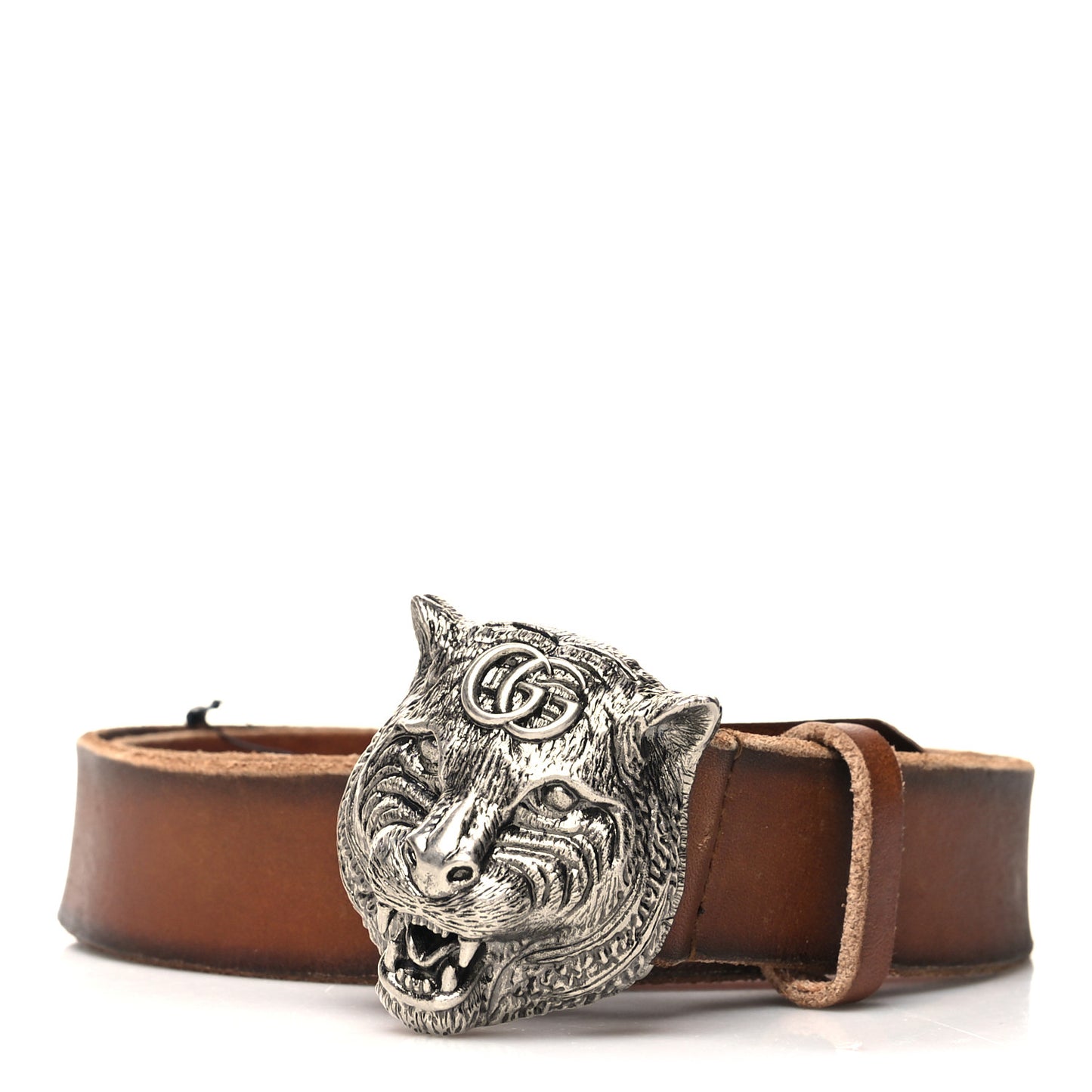 Calfskin Brass Feline Buckle Belt 80 32 Toscano