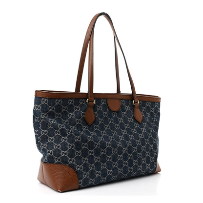 Gucci New Denim GG Monogram Medium Ophidia Shopping Tote Blue Tea Cuir 3 of 13