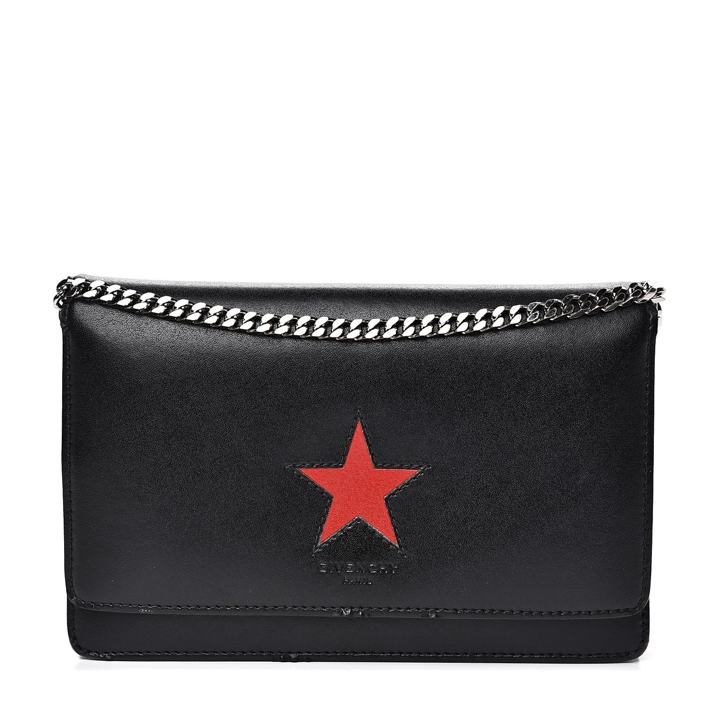 Calfskin Star Pandora Chain Wallet Black