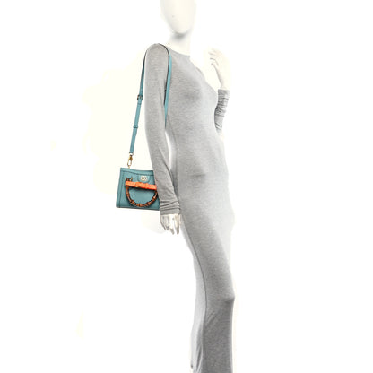 Gucci Wonka Grain Calfskin Mini Diana Tote Bag Dusty Azure Orange Fluo 2 of 10