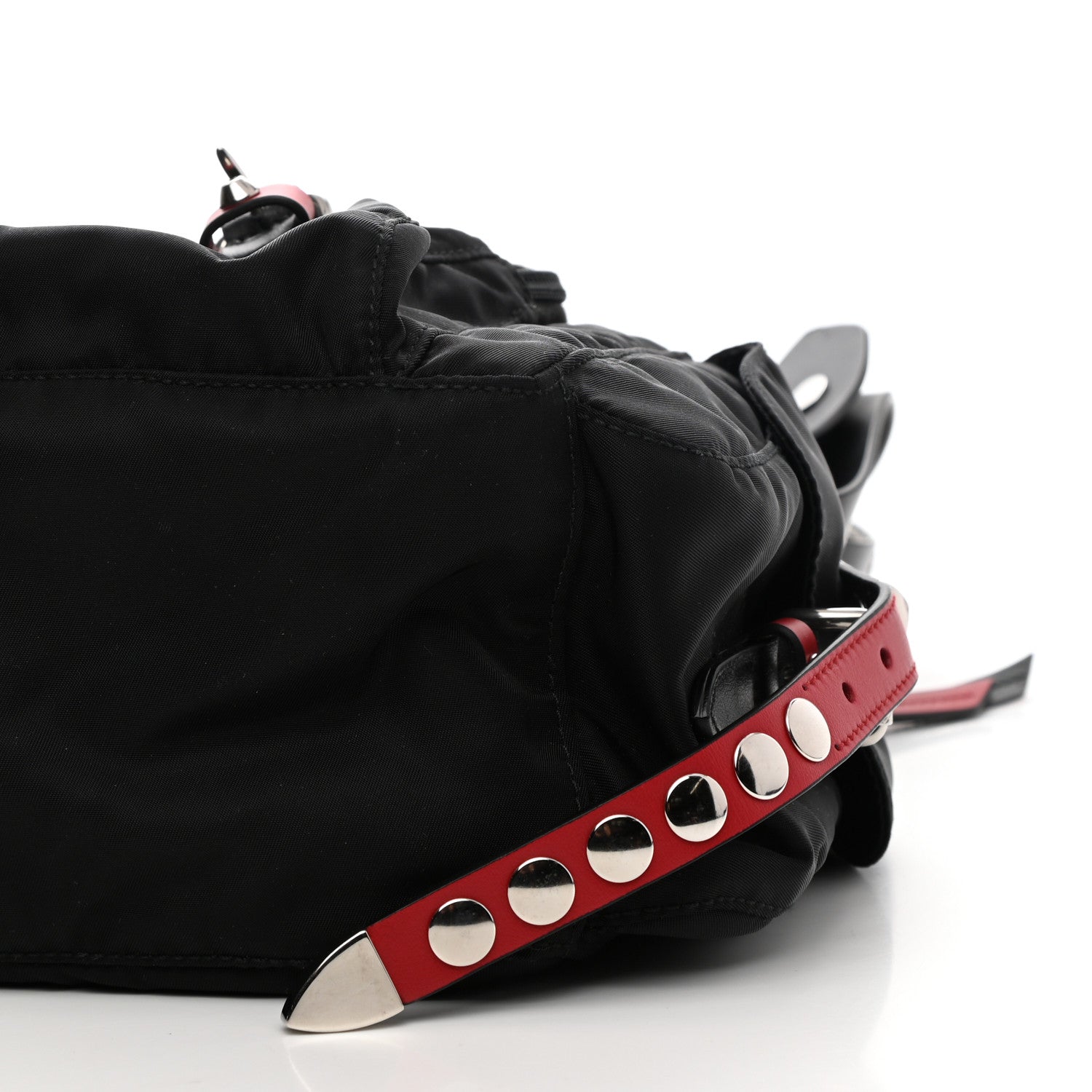Prada Nylon New Vela Studded Messenger Black Fuoco 10 of 10
