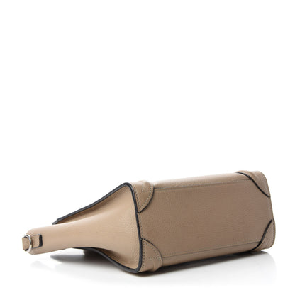 Celine Drummed Calfskin Nano Luggage Dune 4 of 9
