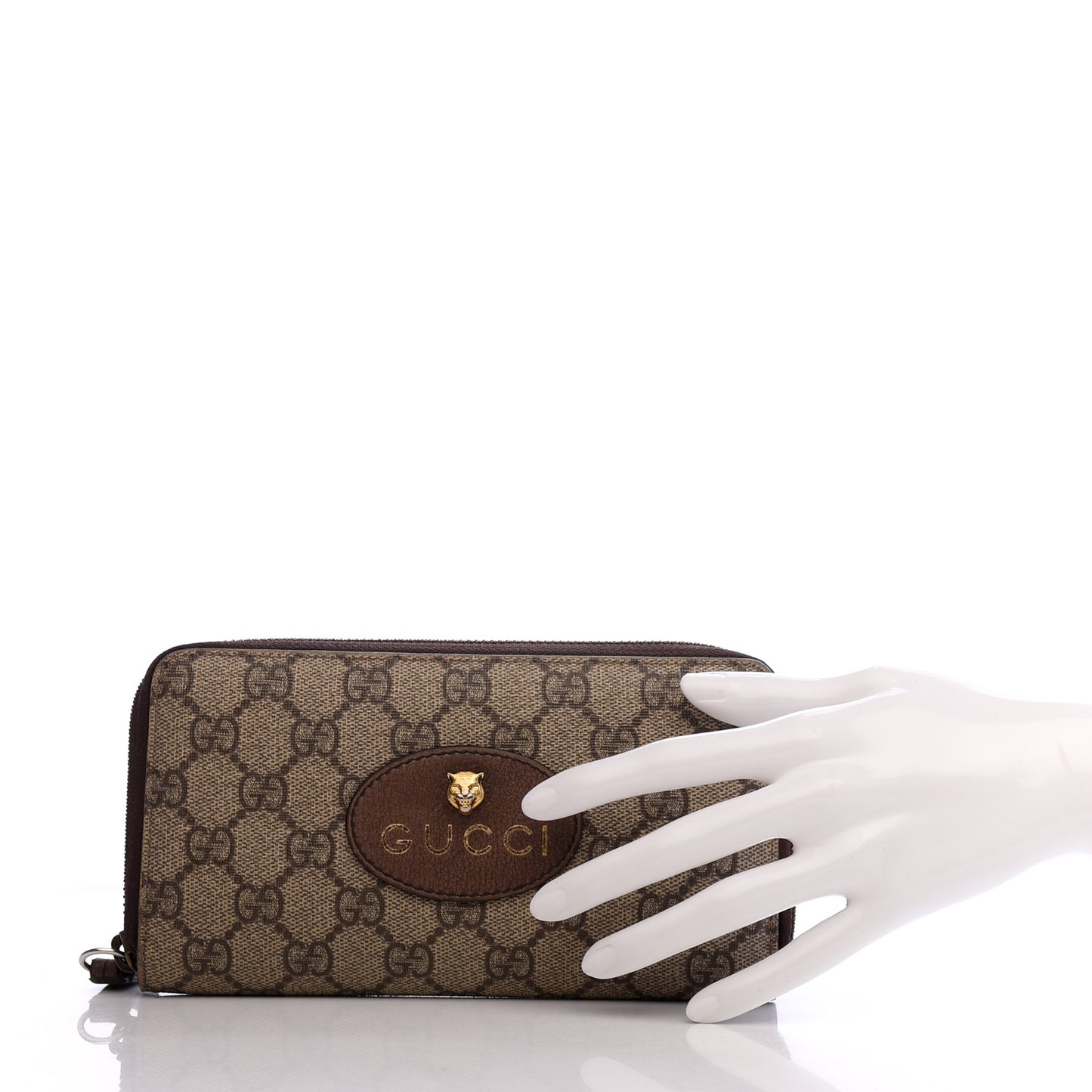 GG Supreme Monogram Neo Vintage Zip Around Wallet Beige Crop New Acero