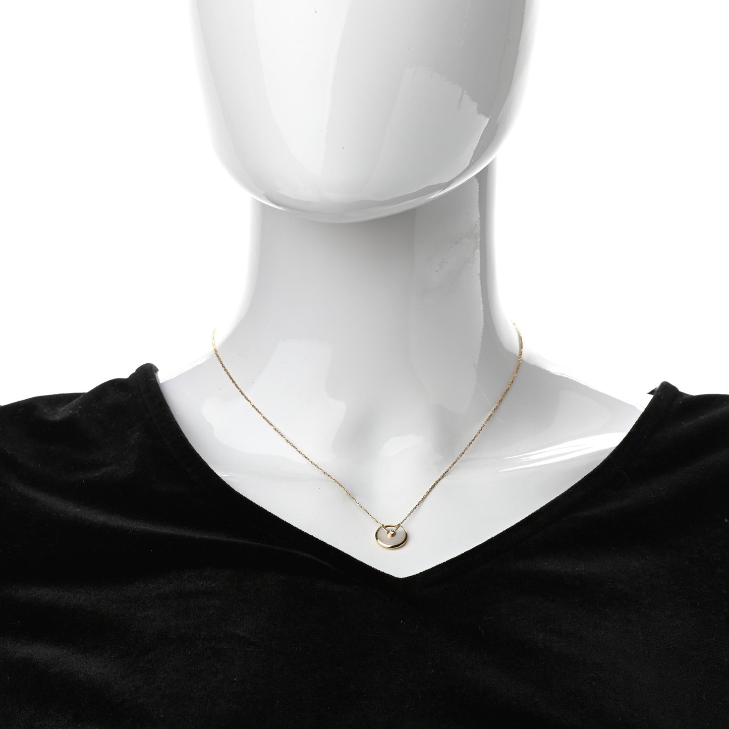 18K Yellow Gold Diamond Mother of Pearl XS Amulette de Cartier Pendant Necklace