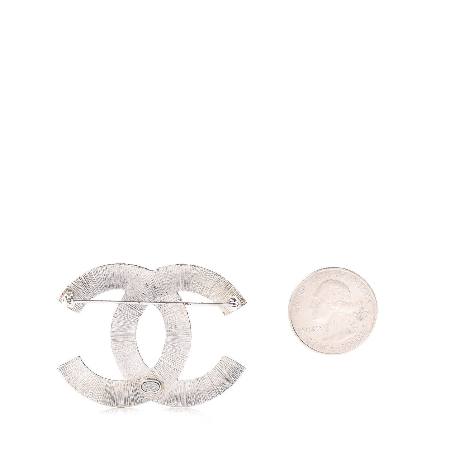 Baguette Crystal CC Brooch Silver