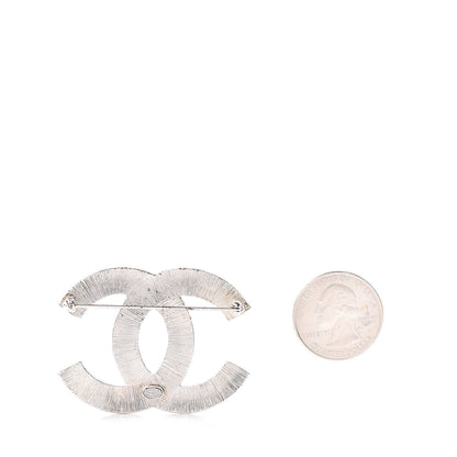 Chanel Baguette Crystal CC Brooch Silver 2 of 3