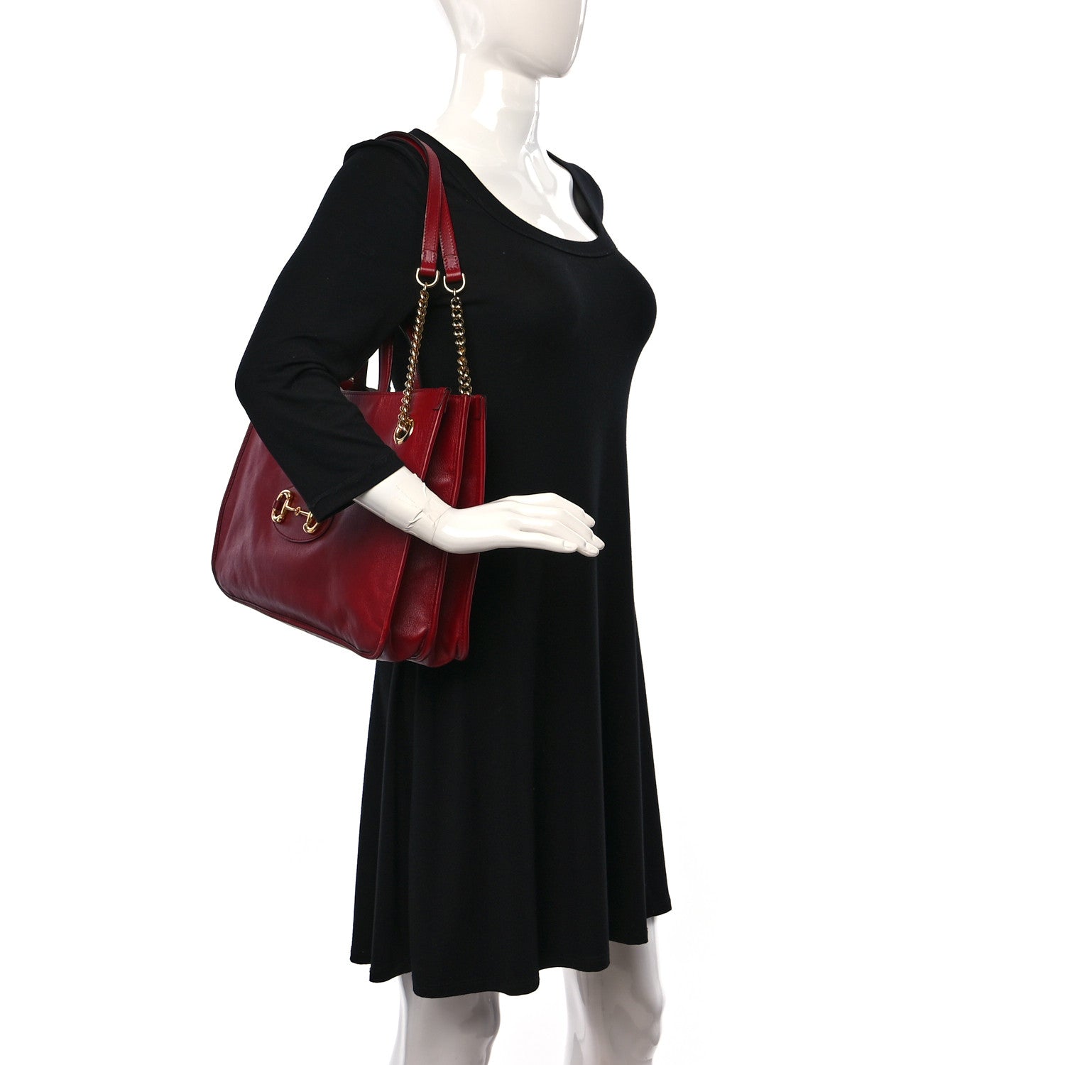 Gucci New Sakai Calfskin Lux Medium Horsebit 1955 Tote Bag New Cherry Red 2 of 17