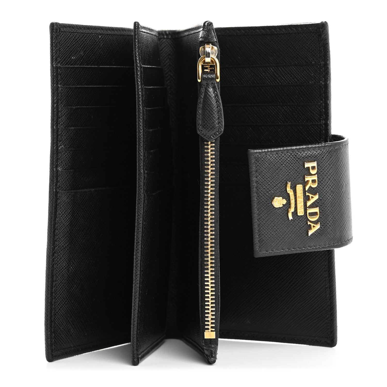 Prada Saffiano Metal Tab Wallet Black 5 of 13