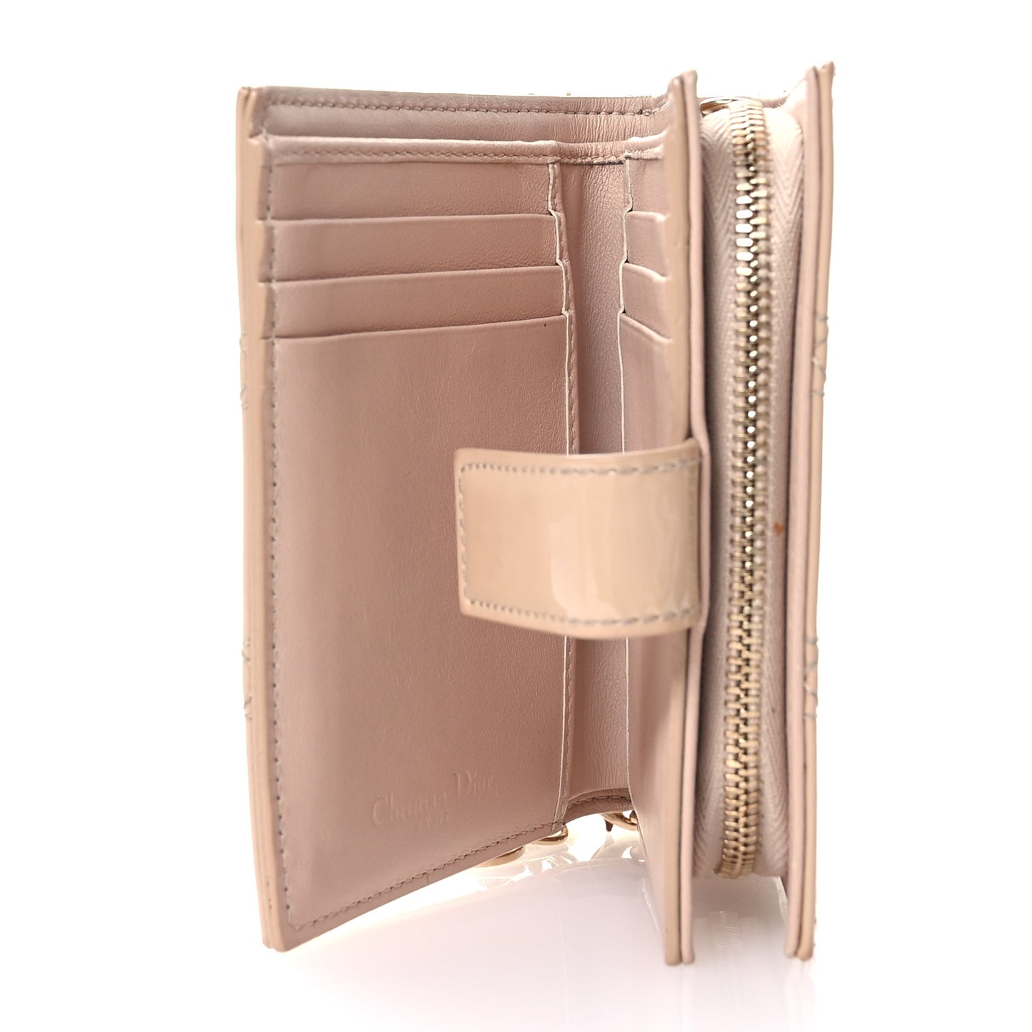 Patent Cannage Lady Dior Eden Wallet  Beige