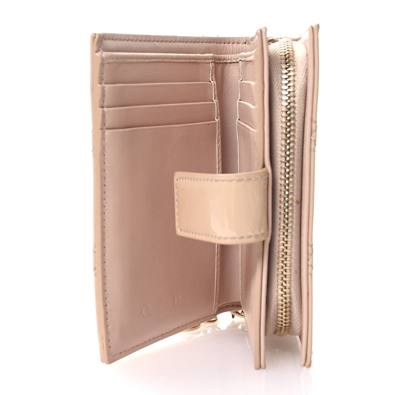 Christian Dior Patent Cannage Lady Dior Eden Wallet  Beige 5 of 7