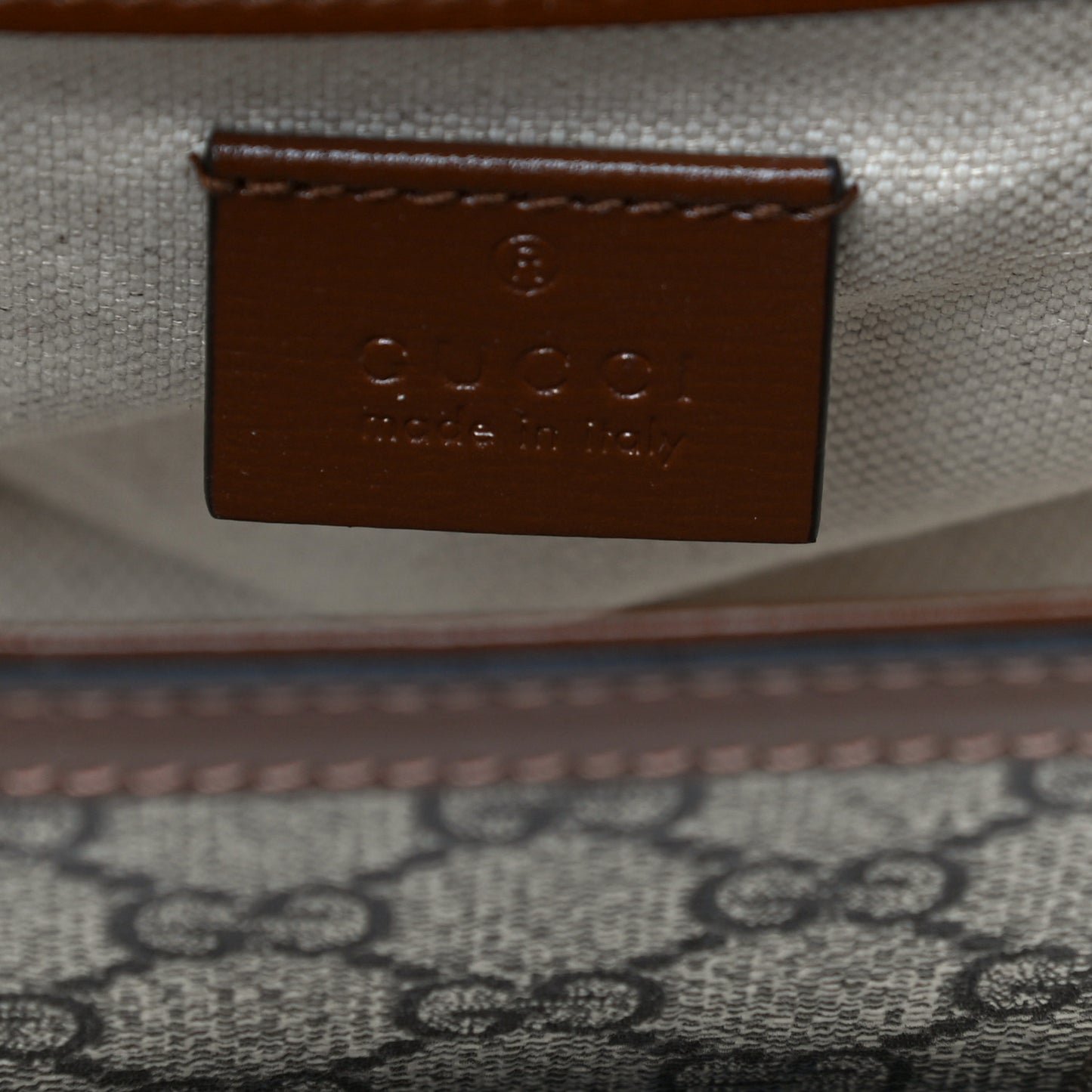 GG Supreme Monogram Web Mini Horsebit 1955 Shoulder Bag Beige Brown Sugar