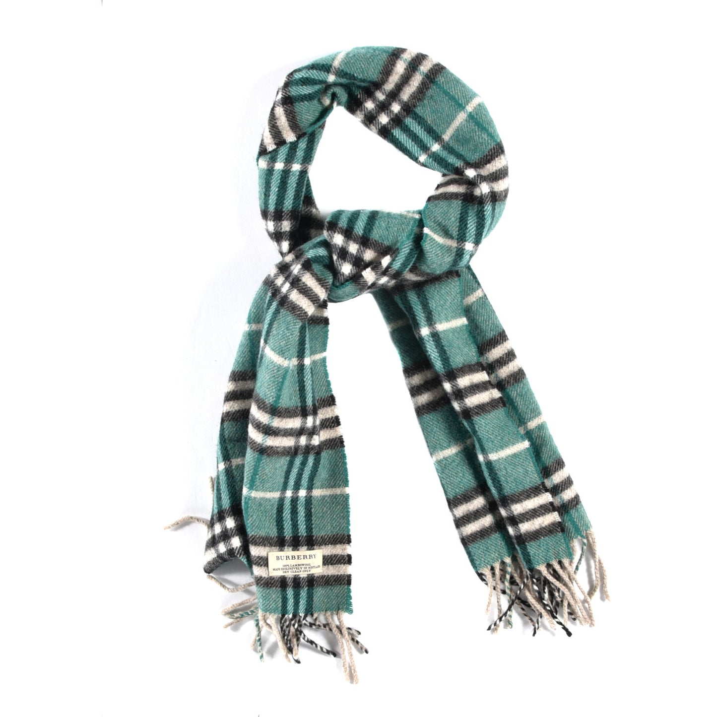 Lambswool Vintage Check Fringe Scarf Green