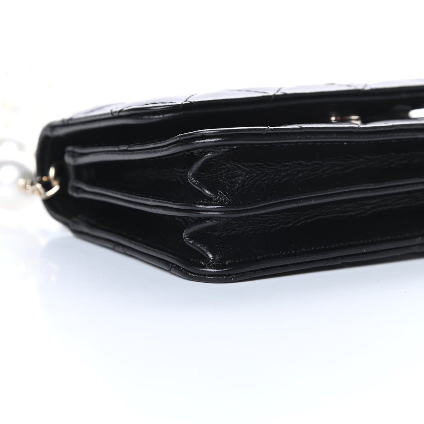 Calfskin Quilted Mini Maxi Pearls Wallet On Chain WOC Black
