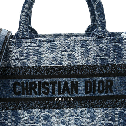 Christian Dior Denim Oblique Mini Book Tote With Strap Blue 8 of 11