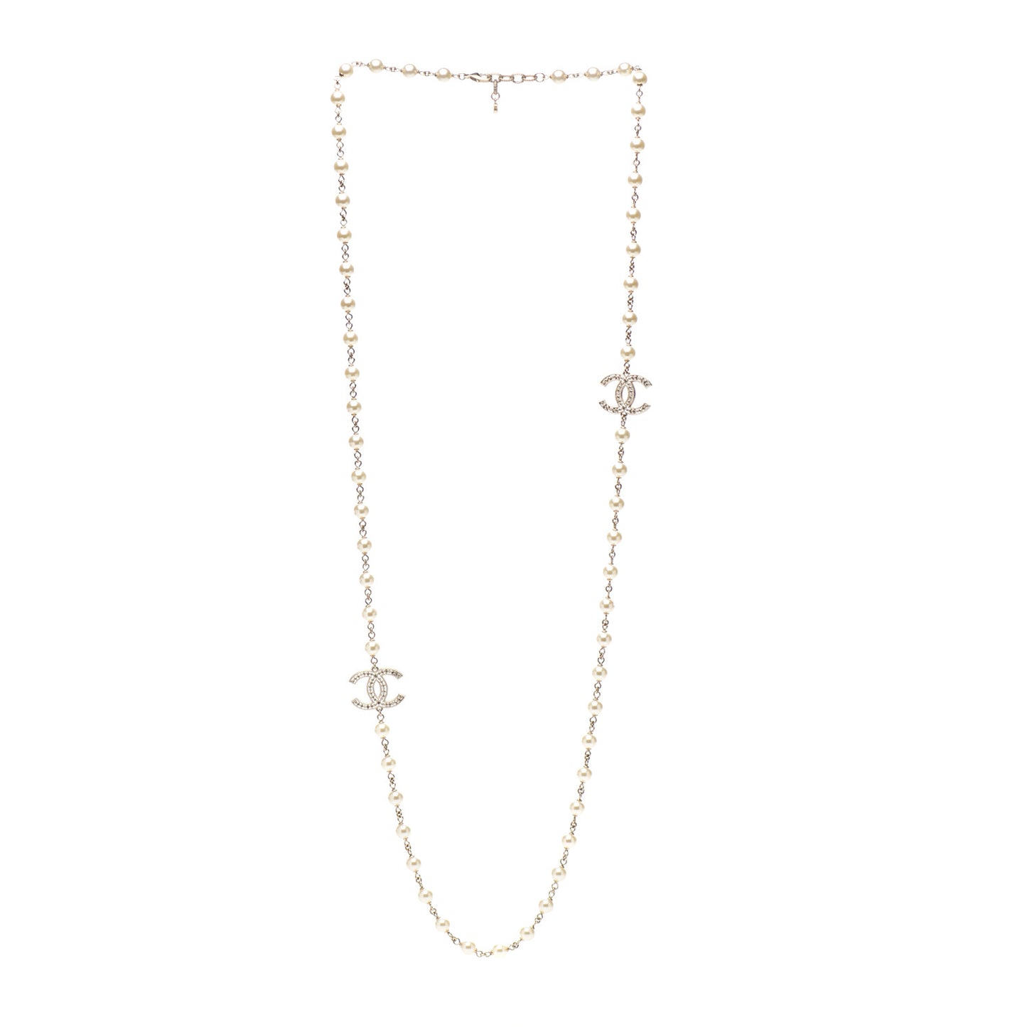 Pearl CC Long Necklace Gold