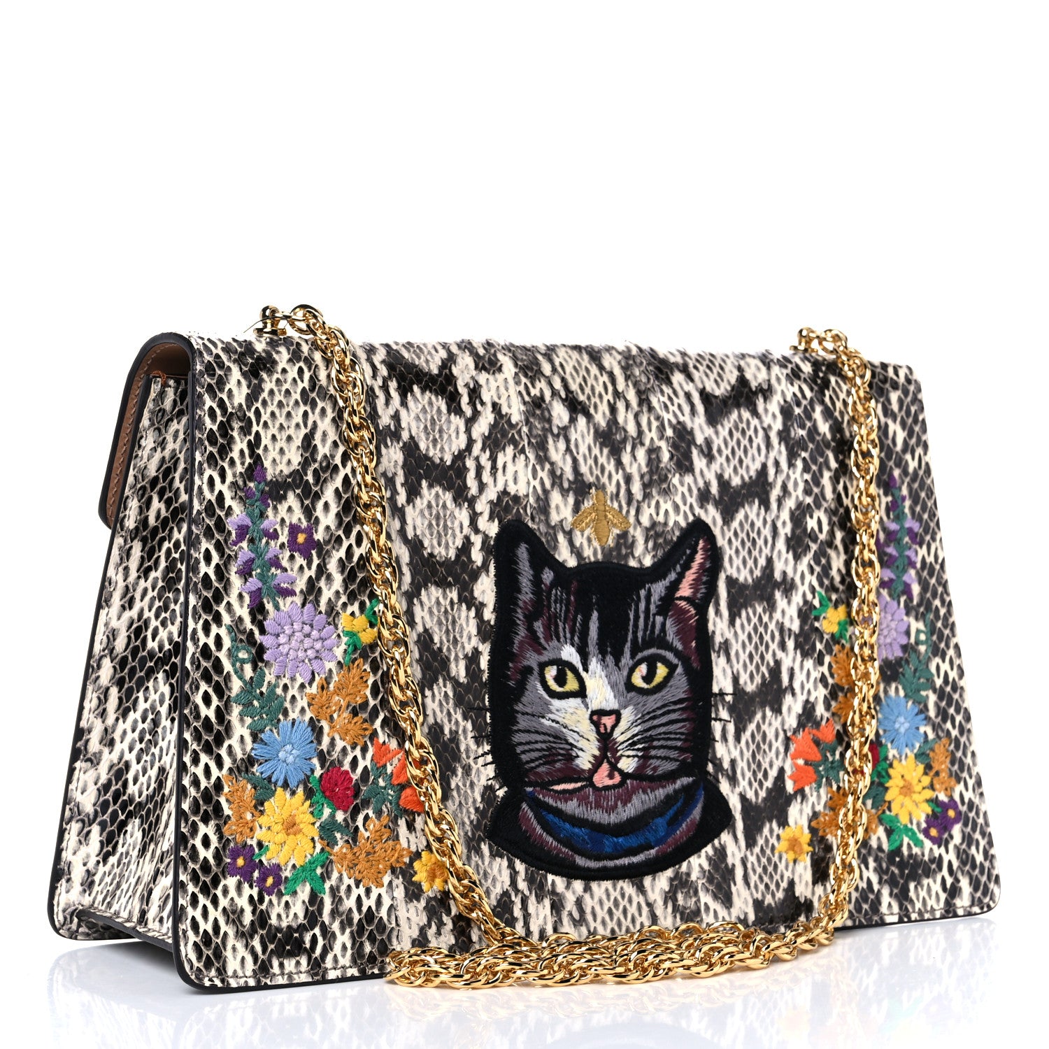 Gucci Snakeskin Embroidered Linea Ricami Shoulder Multicolor 3 of 10