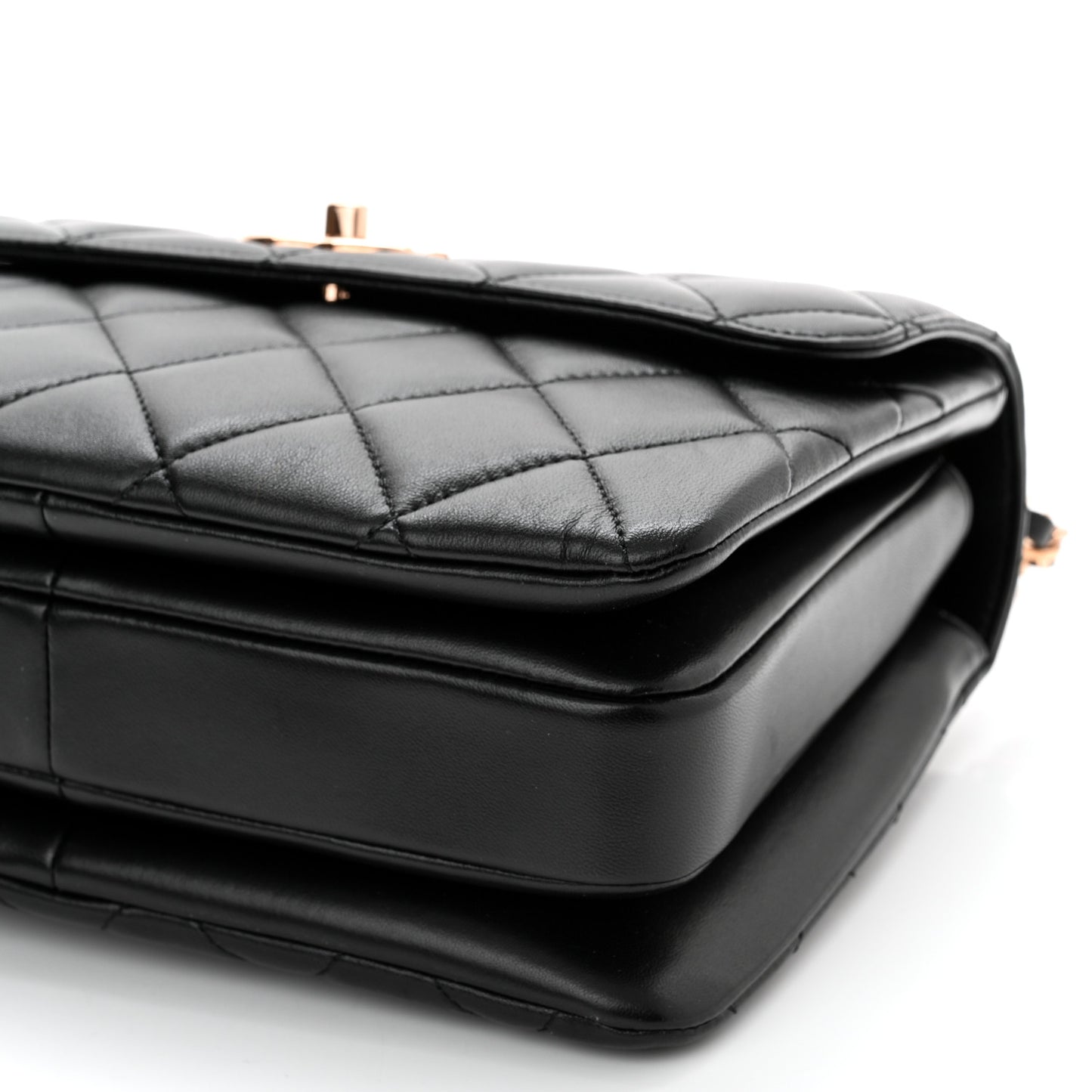 Lambskin Quilted Small Trendy CC Dual Handle Flap Bag Black