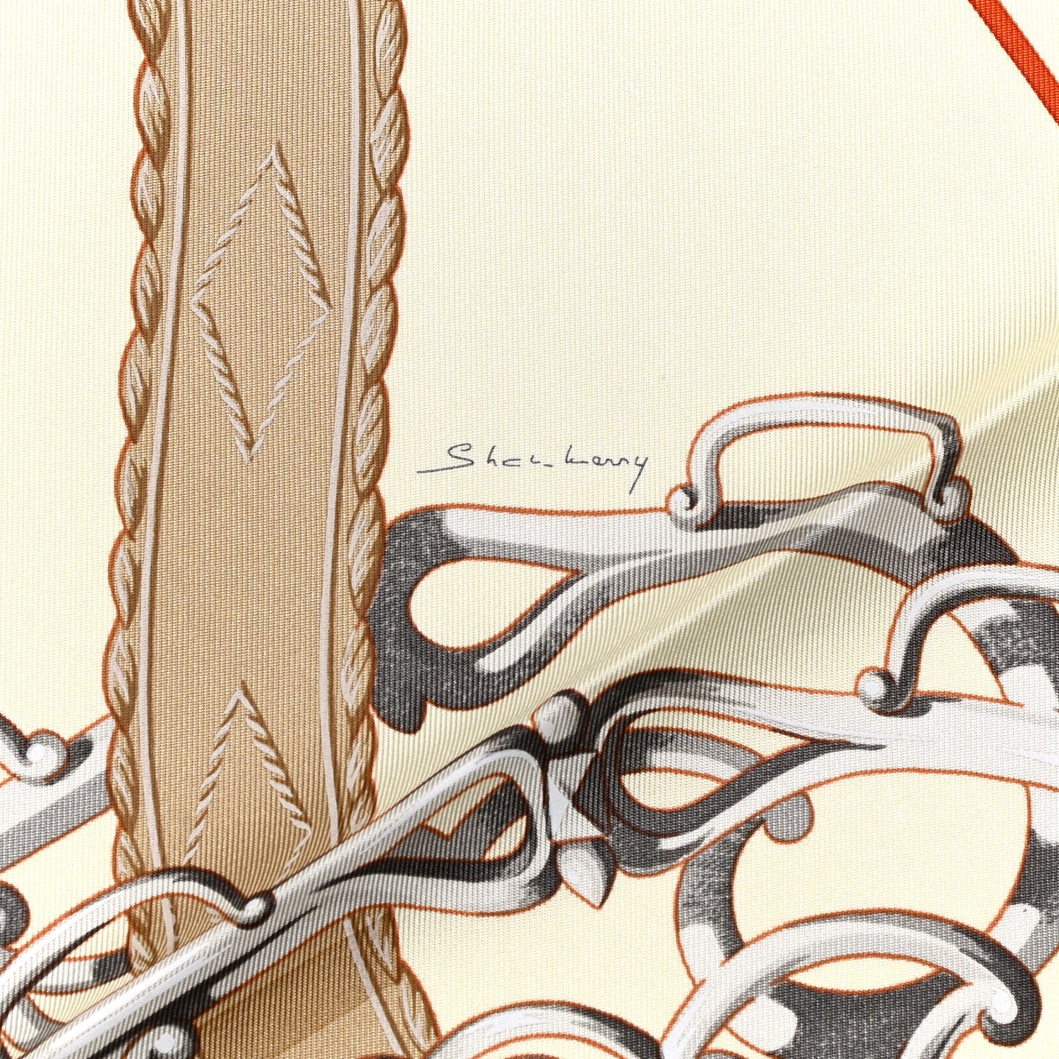 Hermes Silk Lift Profile Scarf 90 Creme Beige Gris 3 of 5
