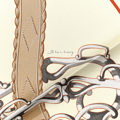 Hermes Silk Lift Profile Scarf 90 Creme Beige Gris 3 of 5