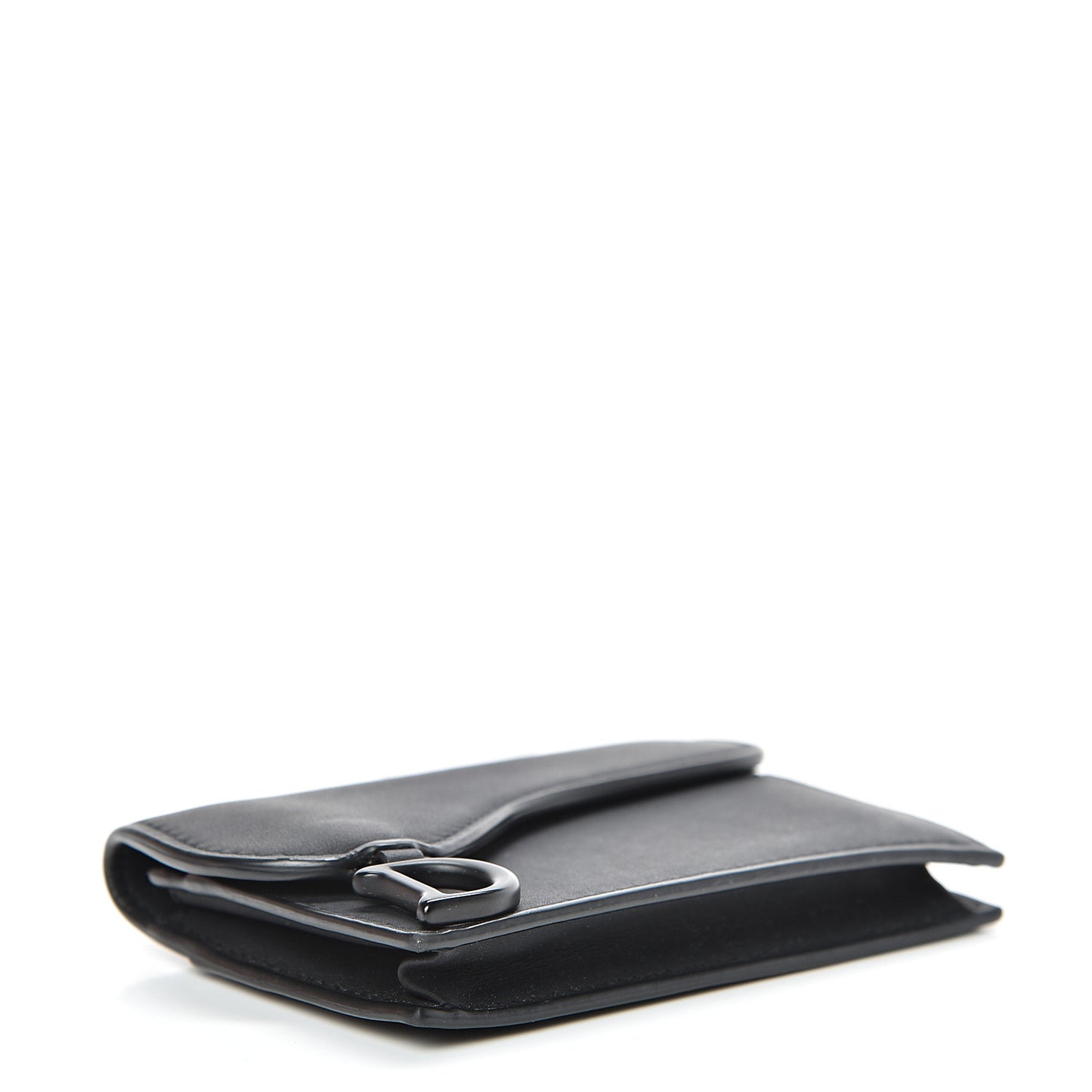 Ultra Matte Calfskin Saddle Card Holder Black